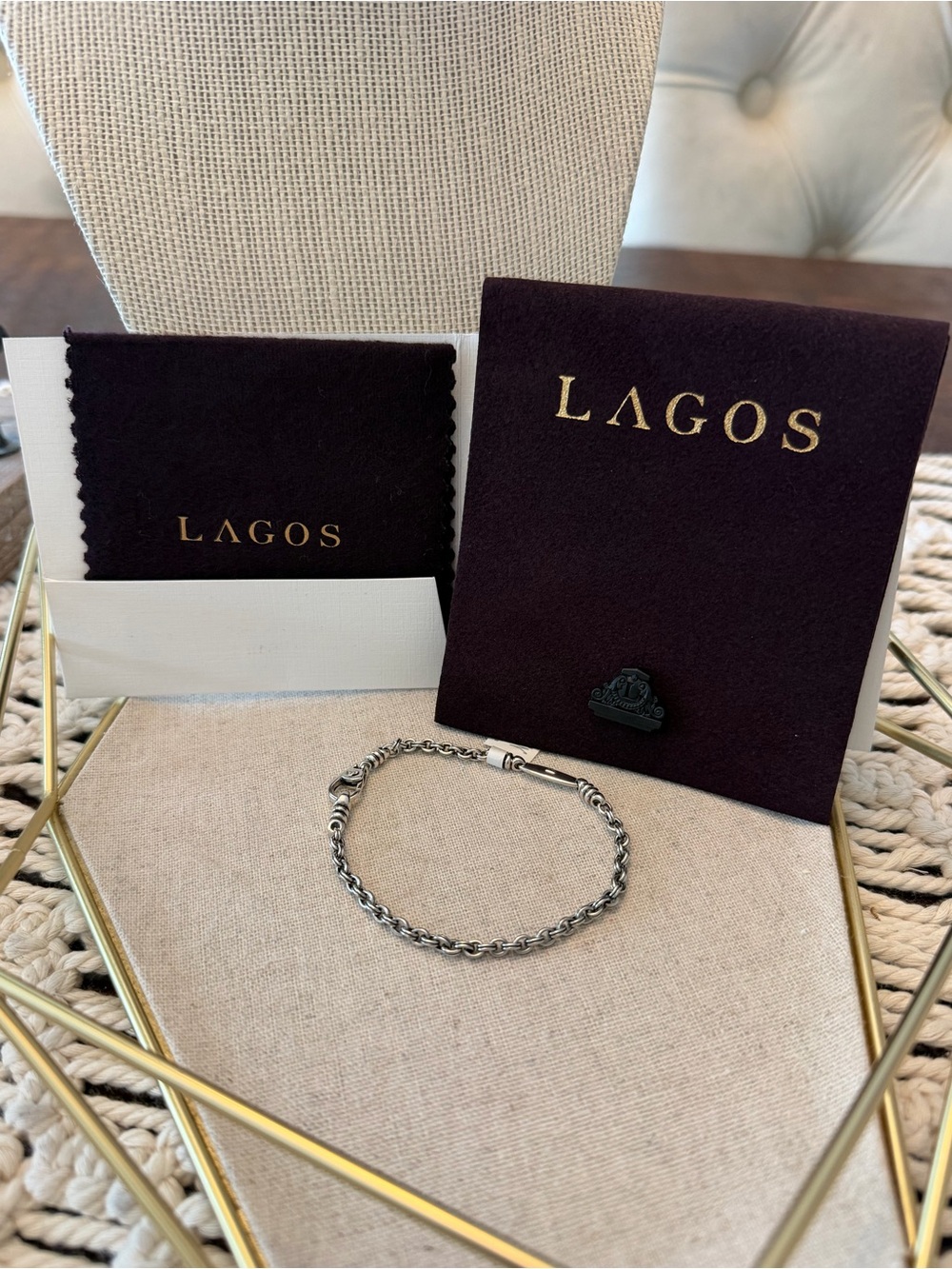 LAGOS Men’s Anthem Double Link Caviar Chain Bracelet-Sterling Silver - 7” - NWT